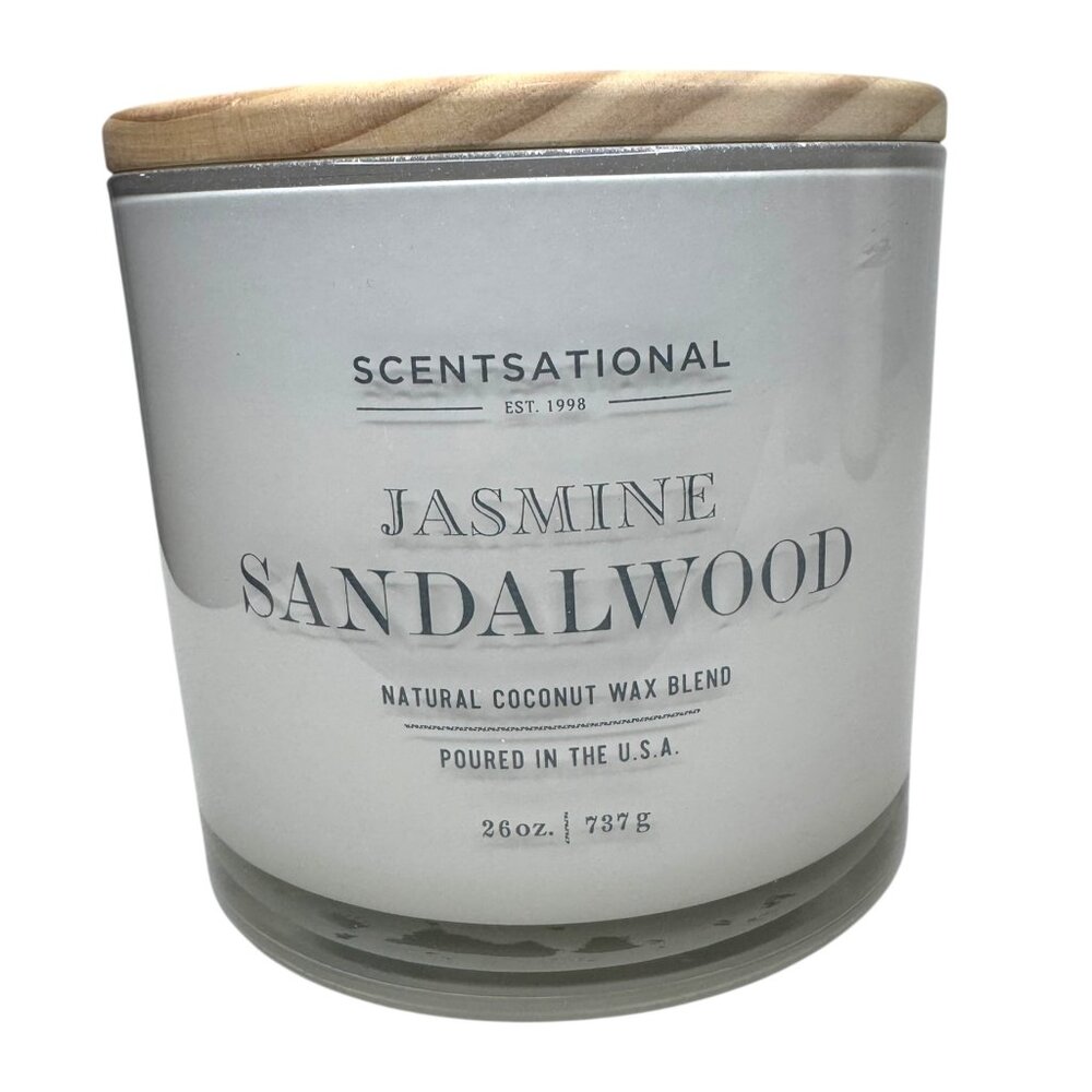 Scentsational Jasmine Sandalwood Natural Coconut Wax Blend Candle, 26 Oz/737 g